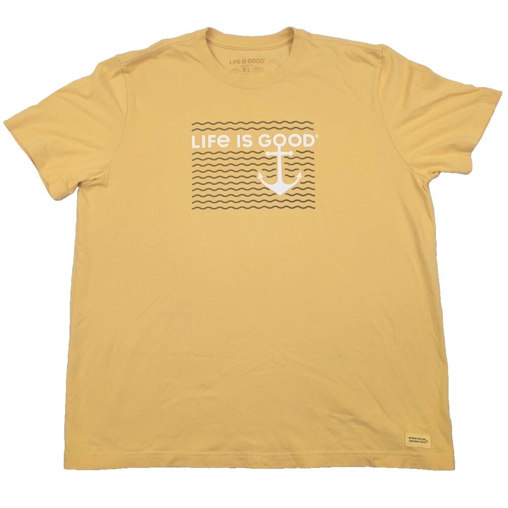 Life is Good Men's Crusher Tee T-Shirt XL Yellow Cotton Life is Good